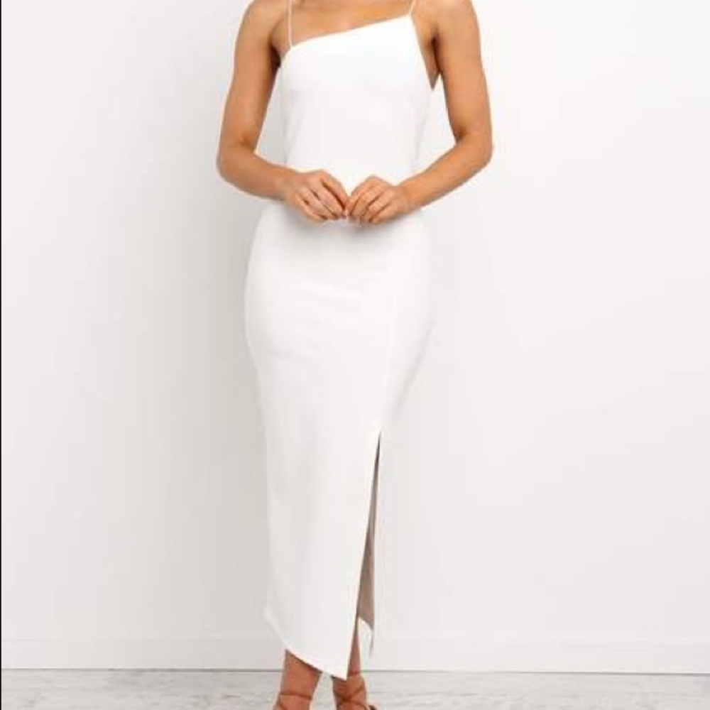 Petal and Pup White Tight Slit Dress